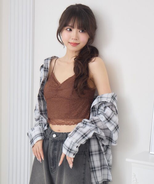 ems excite(エムズエキサイト)の「【新色追加】総レースキャミソール(Tシャツ/カットソー・レディース・ブラック/オフホワイト/ブラウン/ピンク・FREE)」の5枚目の写真