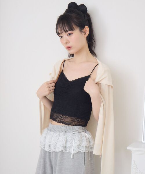 ems excite(エムズエキサイト)の「【新色追加】総レースキャミソール(Tシャツ/カットソー・レディース・ブラック/オフホワイト/ブラウン/ピンク・FREE)」の6枚目の写真