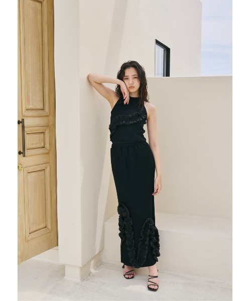 NOTREemor（ノートルエモア）の「sway frill ensemble（ワンピース・レディース・ブラック/ライトグレー・FREE）」の3枚目の写真