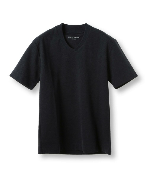 MEN'S BIGI(メンズビギ)の「【ACTIVE TAILOR/アクティブテイラー】シルケットスムースVネックTシャツ<接触冷感 / UVカット>(Tシャツ/カットソー・メンズ・グレー/ブラック/ホワイト/ネイビー・02/03/04/01)」の4枚目の写真