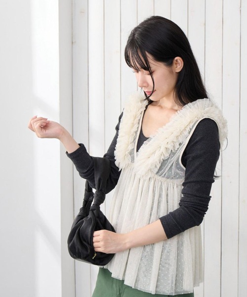 ROOTOTE（ルートート）の「ルートート / SC.ベビールー.チュールワンハンドル-A（トートバッグ・レディース・アイボリー/グレー/ブラック・FREE）」の6枚目の写真