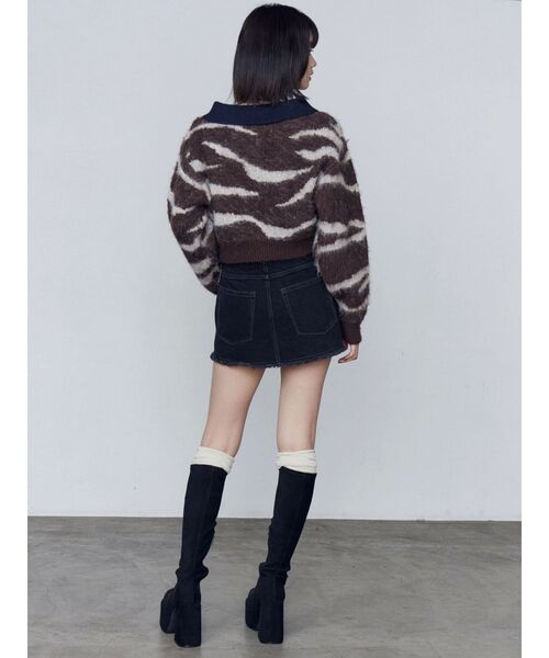 EMODA(エモダ)の「アートゼブラカラーニット(ニット/セーター・レディース・グレー/アイボリー/ブラウン・FREE)」の18枚目の写真
