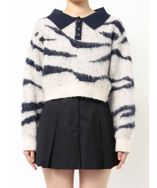 EMODA(エモダ)の「アートゼブラカラーニット(ニット/セーター・レディース・グレー/アイボリー/ブラウン・FREE)」の14枚目の写真