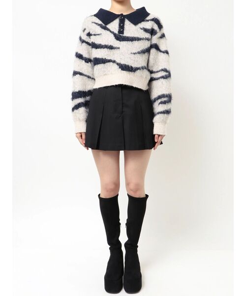 EMODA(エモダ)の「アートゼブラカラーニット(ニット/セーター・レディース・グレー/アイボリー/ブラウン・FREE)」の7枚目の写真