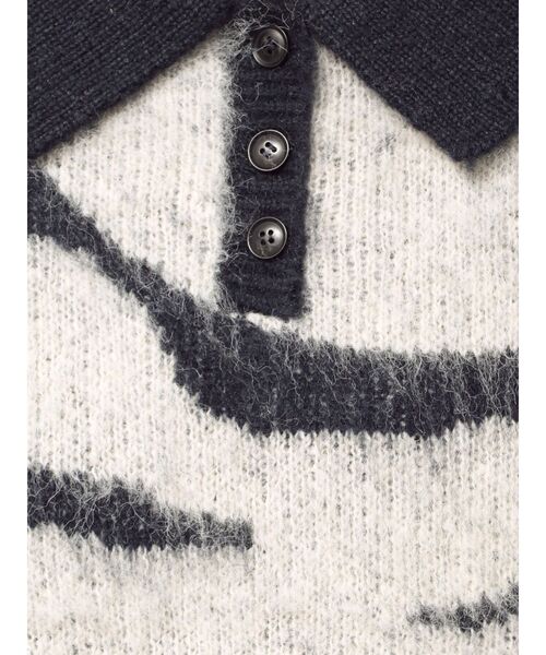 EMODA(エモダ)の「アートゼブラカラーニット(ニット/セーター・レディース・グレー/アイボリー/ブラウン・FREE)」の4枚目の写真