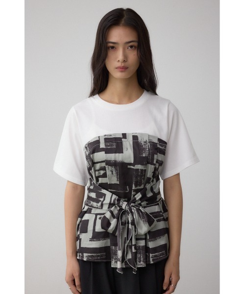 AZUL by moussy(アズールバイマウジー)の「スカーフドッキングトップス(Tシャツ/カットソー・レディース・グレー/ホワイト/ブラウン・FREE)」の18枚目の写真
