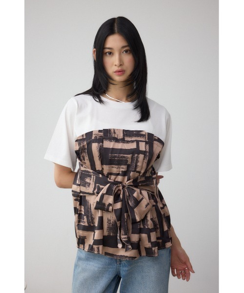 AZUL by moussy(アズールバイマウジー)の「スカーフドッキングトップス(Tシャツ/カットソー・レディース・グレー/ホワイト/ブラウン・FREE)」の15枚目の写真