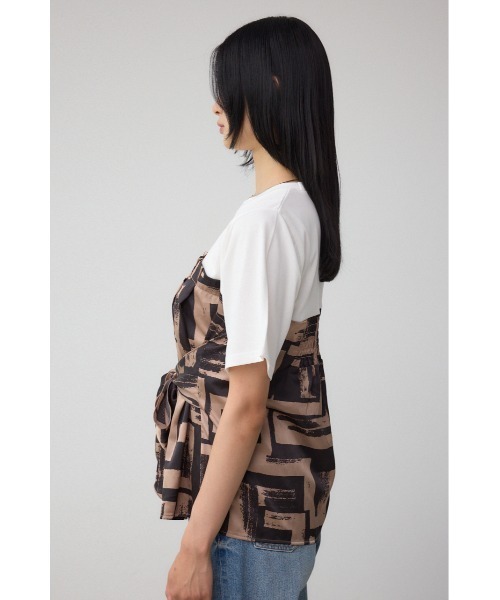 AZUL by moussy(アズールバイマウジー)の「スカーフドッキングトップス(Tシャツ/カットソー・レディース・グレー/ホワイト/ブラウン・FREE)」の12枚目の写真