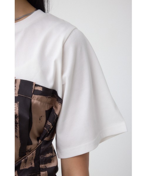 AZUL by moussy(アズールバイマウジー)の「スカーフドッキングトップス(Tシャツ/カットソー・レディース・グレー/ホワイト/ブラウン・FREE)」の8枚目の写真