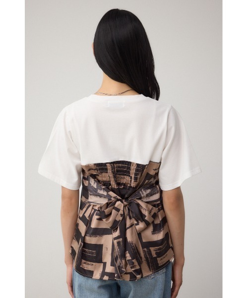 AZUL by moussy(アズールバイマウジー)の「スカーフドッキングトップス(Tシャツ/カットソー・レディース・グレー/ホワイト/ブラウン・FREE)」の5枚目の写真