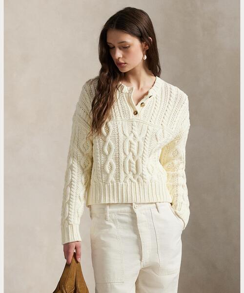 ポロラルフローレン　レディース　ニットセーター　ホワイト　Mサイズ Ralph Lauren ラルフローレン ニット セーター M ホワイト系