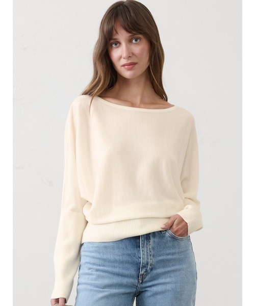 BANANA REPUBLIC FACTORY STORE（バナナリパブリック ファクトリーストア）の「BANANA REPUBLIC FACTORY STORE　　メリノウール ボートネックセーター（ニット/セーター・レディース・ホワイト/ネイビー/ワイン/ブラック・M/S/XS/L）」の2枚目の写真