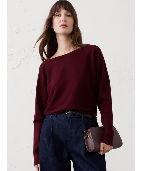 BANANA REPUBLIC FACTORY STORE（バナナリパブリック ファクトリーストア）の「BANANA REPUBLIC FACTORY STORE　　メリノウール ボートネックセーター（ニット/セーター・レディース・ホワイト/ネイビー/ワイン/ブラック・M/S/XS/L）」の4枚目の写真
