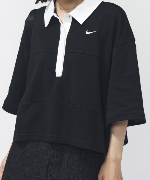 NIKE(ナイキ)の「ナイキ NIKE ナイキ NSW ストリート S/S ポロ(ポロシャツ・レディース・ブラック×ブラック/ネイビー/ホワイト×グリーン・M/L)」の6枚目の写真