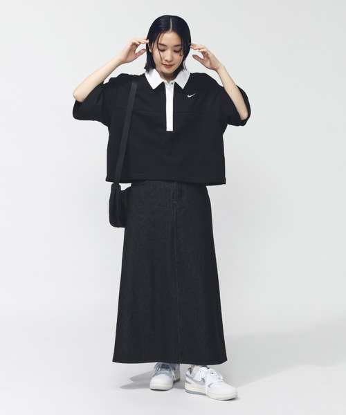 NIKE(ナイキ)の「ナイキ NIKE ナイキ NSW ストリート S/S ポロ(ポロシャツ・レディース・ブラック×ブラック/ネイビー/ホワイト×グリーン・M/L)」の7枚目の写真