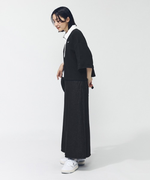 NIKE(ナイキ)の「ナイキ NIKE ナイキ NSW ストリート S/S ポロ(ポロシャツ・レディース・ブラック×ブラック/ネイビー/ホワイト×グリーン・M/L)」の8枚目の写真