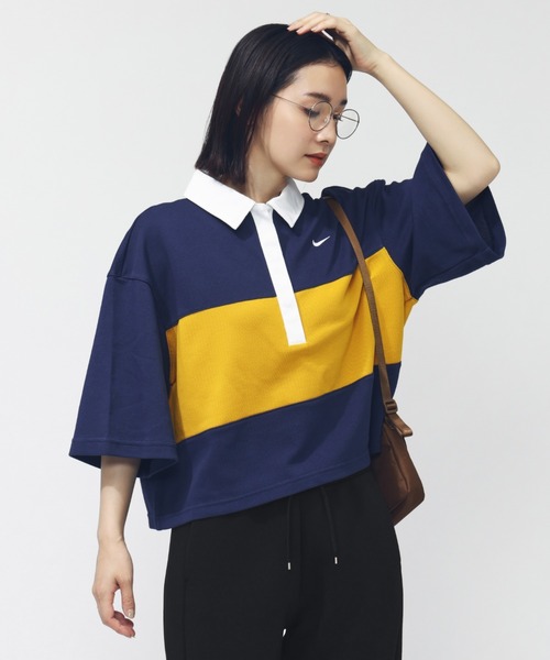 NIKE(ナイキ)の「ナイキ NIKE ナイキ NSW ストリート S/S ポロ(ポロシャツ・レディース・ブラック×ブラック/ネイビー/ホワイト×グリーン・M/L)」の11枚目の写真