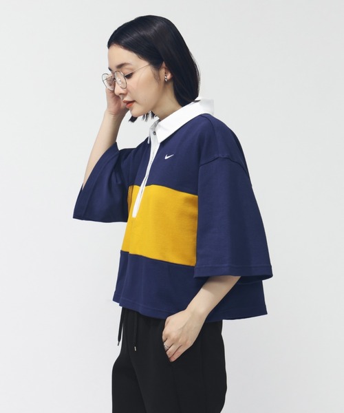 NIKE(ナイキ)の「ナイキ NIKE ナイキ NSW ストリート S/S ポロ(ポロシャツ・レディース・ブラック×ブラック/ネイビー/ホワイト×グリーン・M/L)」の12枚目の写真