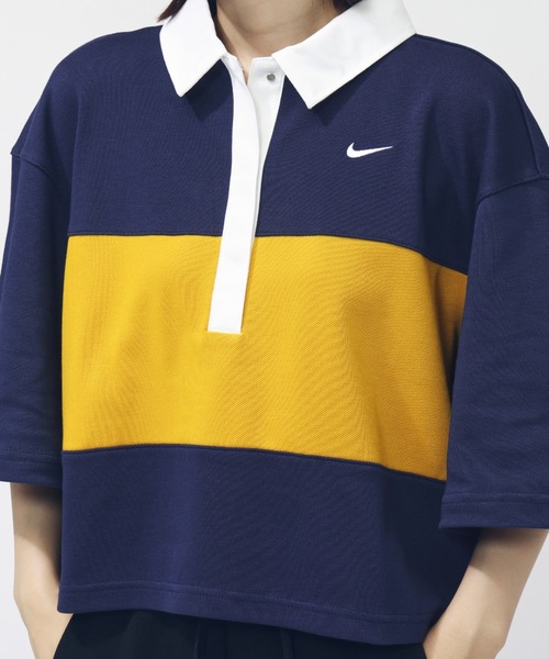 NIKE(ナイキ)の「ナイキ NIKE ナイキ NSW ストリート S/S ポロ(ポロシャツ・レディース・ブラック×ブラック/ネイビー/ホワイト×グリーン・M/L)」の19枚目の写真