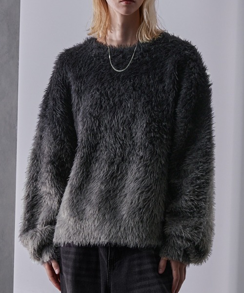 プラッシュシャギーニット/グラデーション/ボーダー（ニット/セーター