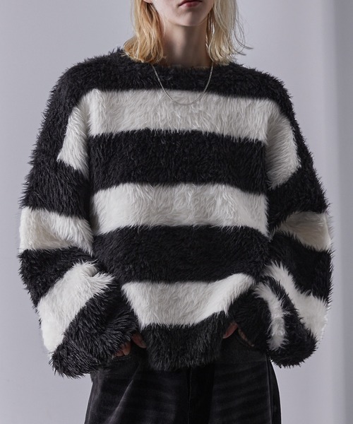 プラッシュシャギーニット/グラデーション/ボーダー（ニット/セーター