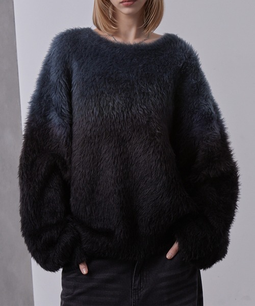 Loose/ルース(ルース)の「プラッシュシャギーニット/グラデーション/ボーダー(ニット/セーター・メンズ・グレー系/ブラック系1/ダークグレー/ブラック系/ブルー系/レッドパープル/グレー/パープル系/ブラック/ブルー系1・XS/S/M/L)」の8枚目の写真