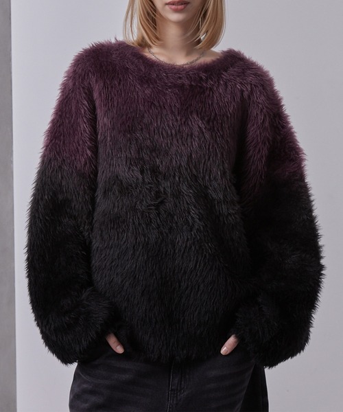 プラッシュシャギーニット/グラデーション/ボーダー（ニット/セーター