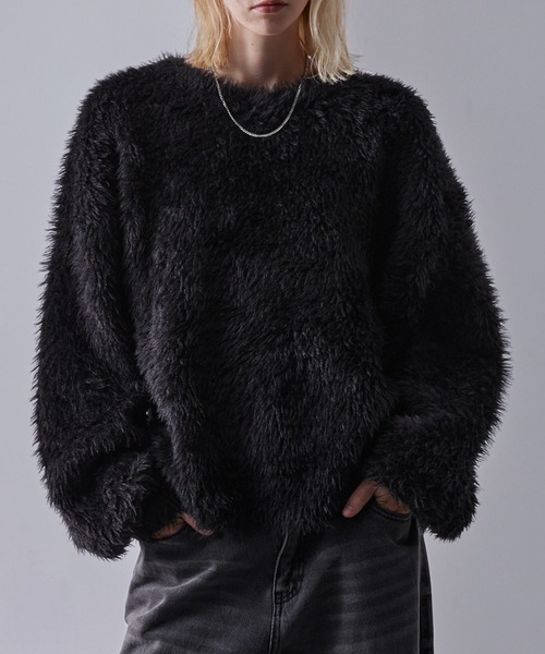 Loose/ルース(ルース)の「プラッシュシャギーニット/グラデーション/ボーダー(ニット/セーター・メンズ・グレー系/ブラック系1/ダークグレー/ブラック系/ブルー系/レッドパープル/グレー/パープル系/ブラック/ブルー系1・XS/S/M/L)」の3枚目の写真