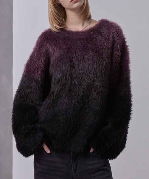 LOOSEプラッシュシャギーニット/グラデーション/ボーダー プラッシュシャギーニット/グラデーション/ボーダー（ニット/セーター