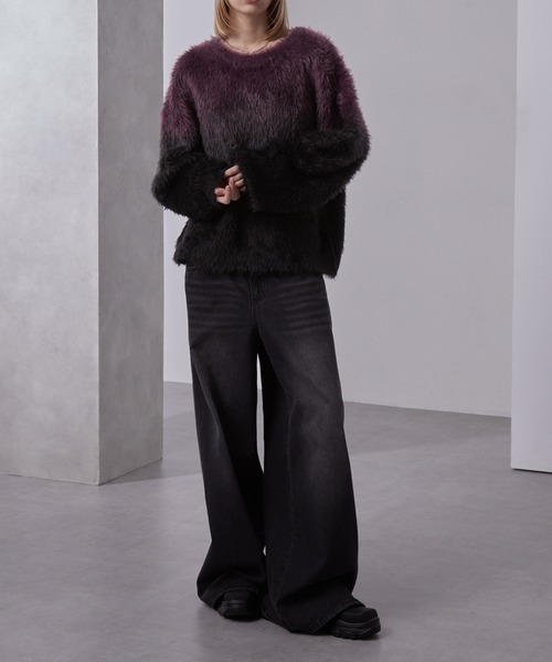 セール】プラッシュシャギーニット/グラデーション/ボーダー（ニット