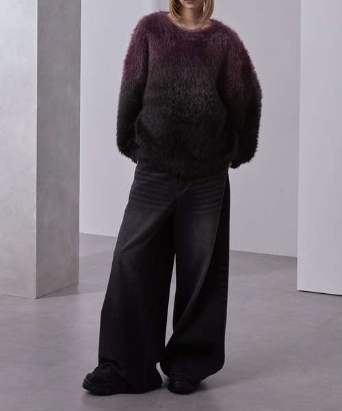 セール】プラッシュシャギーニット/グラデーション/ボーダー（ニット