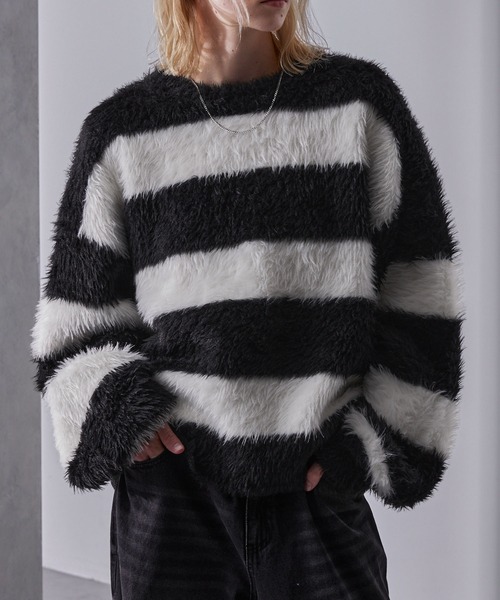 Loose/ルース(ルース)の「プラッシュシャギーニット/グラデーション/ボーダー(ニット/セーター・メンズ・グレー系/ブラック系1/ダークグレー/ブラック系/ブルー系/レッドパープル/グレー/パープル系/ブラック/ブルー系1・XS/S/M/L)」の22枚目の写真