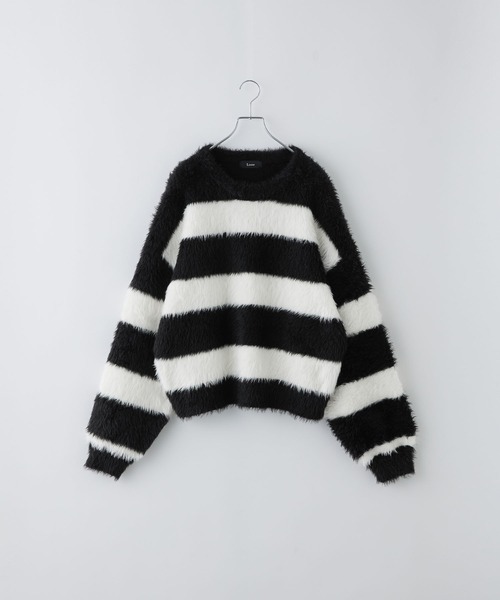 LOOSEプラッシュシャギーニット/グラデーション/ボーダー セール】プラッシュシャギーニット/グラデーション/ボーダー（ニット