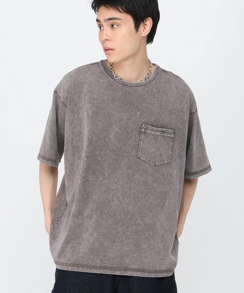 LAND MUSEUM(ランドミュージアム)の「LAND MUSEUM/ピグメントポケT(Tシャツ/カットソー・メンズ・グレー/ブラック・MEDIUM/LARGE)」の2枚目の写真
