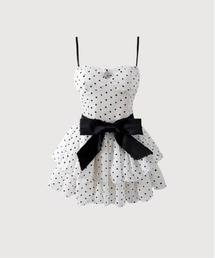 LA POMME petit（ラポミ・プチ）の「Princess Dots Ribbon Cami Dress（ワンピース）」