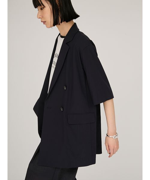 emmi（エミ）の「UVカットハーフスリーブジャケット（テーラードジャケット・レディース・ベージュ/ネイビー・0/1）」の6枚目の写真