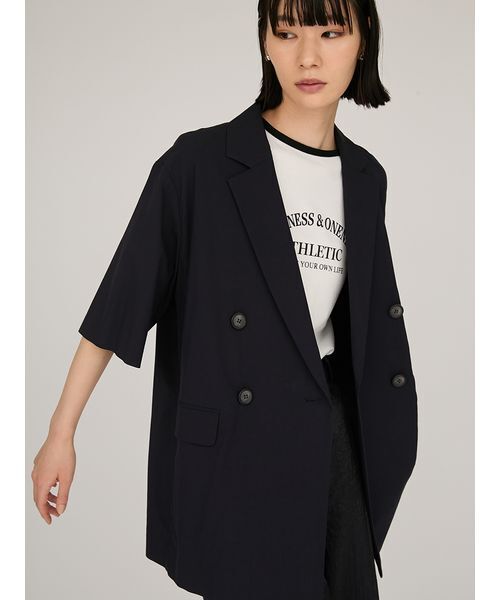 emmi（エミ）の「UVカットハーフスリーブジャケット（テーラードジャケット・レディース・ベージュ/ネイビー・0/1）」の9枚目の写真