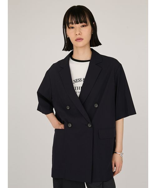 emmi（エミ）の「UVカットハーフスリーブジャケット（テーラードジャケット・レディース・ベージュ/ネイビー・0/1）」の10枚目の写真