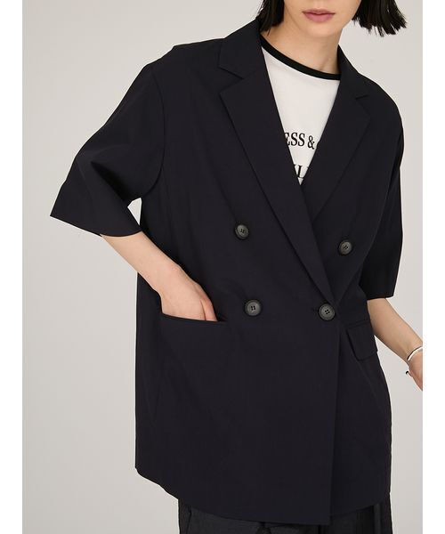 emmi（エミ）の「UVカットハーフスリーブジャケット（テーラードジャケット・レディース・ベージュ/ネイビー・0/1）」の11枚目の写真