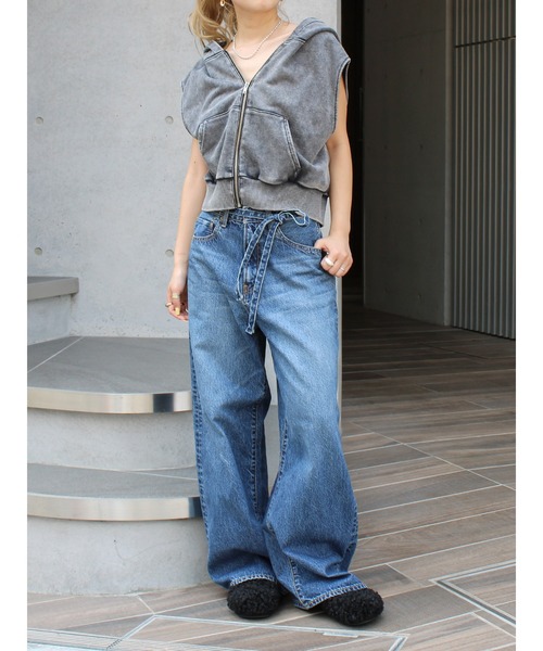 ungrid 【百田夏菜子コラボ】レースコンビルーズデニム 百田夏菜子コラボ】レースコンビルーズデニム（デニムパンツ