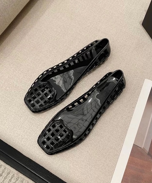 shopnikoniko(ショップニコニコ)の「スクエアトゥ メッシュ バレエシューズ(バレエシューズ・レディース・ブラック/クリア・37inch/36inch/39inch/38inch)」の3枚目の写真