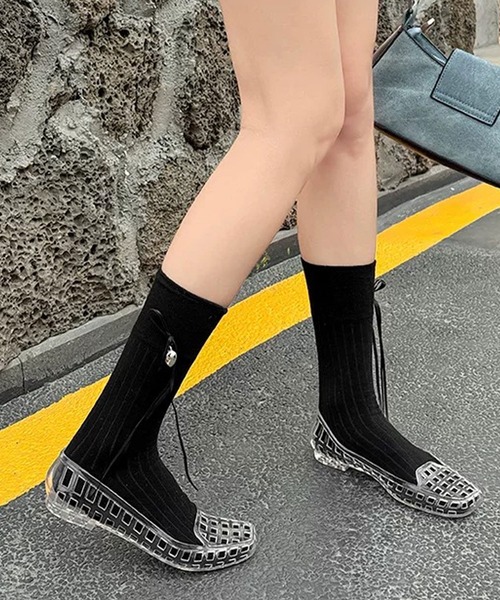 shopnikoniko(ショップニコニコ)の「スクエアトゥ メッシュ バレエシューズ(バレエシューズ・レディース・ブラック/クリア・37inch/36inch/39inch/38inch)」の10枚目の写真