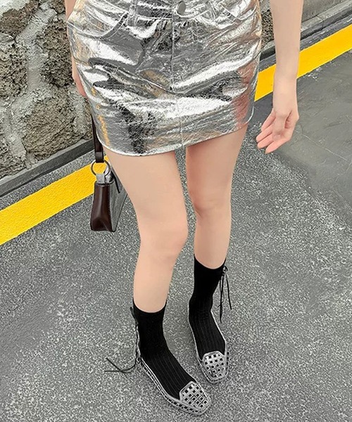 shopnikoniko(ショップニコニコ)の「スクエアトゥ メッシュ バレエシューズ(バレエシューズ・レディース・ブラック/クリア・37inch/36inch/39inch/38inch)」の12枚目の写真