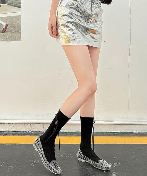 shopnikoniko(ショップニコニコ)の「スクエアトゥ メッシュ バレエシューズ(バレエシューズ・レディース・ブラック/クリア・37inch/36inch/39inch/38inch)」の13枚目の写真