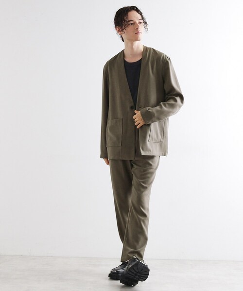 tk.TAKEO KIKUCHI（ティーケータケオキクチ）の「【セットアップ対応】ポリツイルノーカラージャケット（ノーカラージャケット・メンズ・チャコールグレー/ブラック/ブルーグリーン・02/03/04）」の5枚目の写真