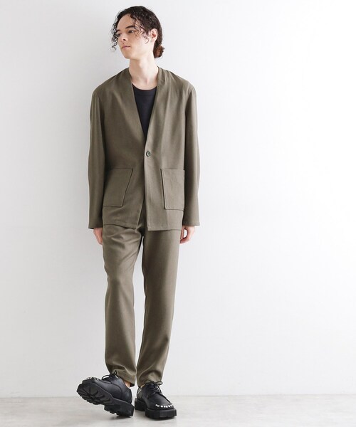 tk.TAKEO KIKUCHI（ティーケータケオキクチ）の「【セットアップ対応】ポリツイルノーカラージャケット（ノーカラージャケット・メンズ・チャコールグレー/ブラック/ブルーグリーン・02/03/04）」の6枚目の写真