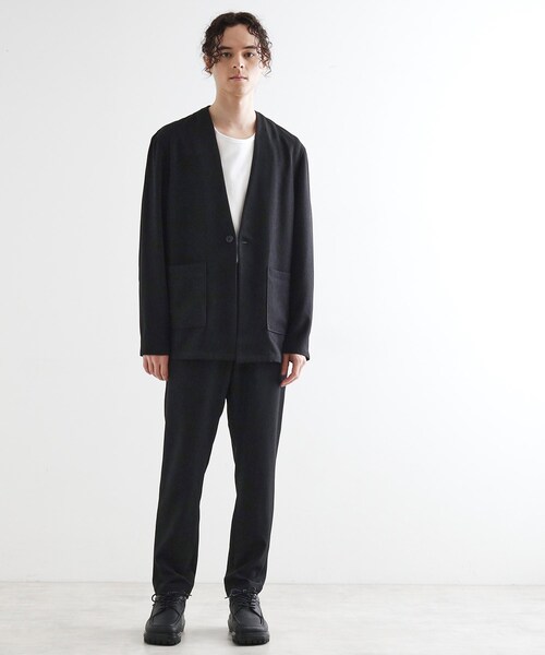 tk.TAKEO KIKUCHI（ティーケータケオキクチ）の「【セットアップ対応】ポリツイルノーカラージャケット（ノーカラージャケット・メンズ・チャコールグレー/ブラック/ブルーグリーン・02/03/04）」の9枚目の写真