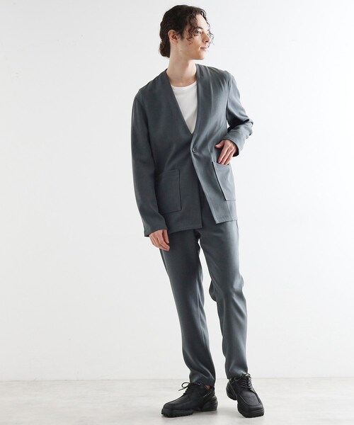 tk.TAKEO KIKUCHI（ティーケータケオキクチ）の「【セットアップ対応】ポリツイルノーカラージャケット（ノーカラージャケット・メンズ・チャコールグレー/ブラック/ブルーグリーン・02/03/04）」の13枚目の写真