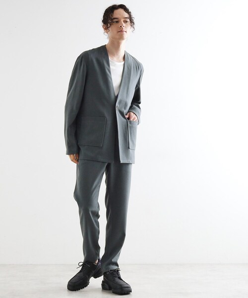 tk.TAKEO KIKUCHI（ティーケータケオキクチ）の「【セットアップ対応】ポリツイルノーカラージャケット（ノーカラージャケット・メンズ・チャコールグレー/ブラック/ブルーグリーン・02/03/04）」の14枚目の写真