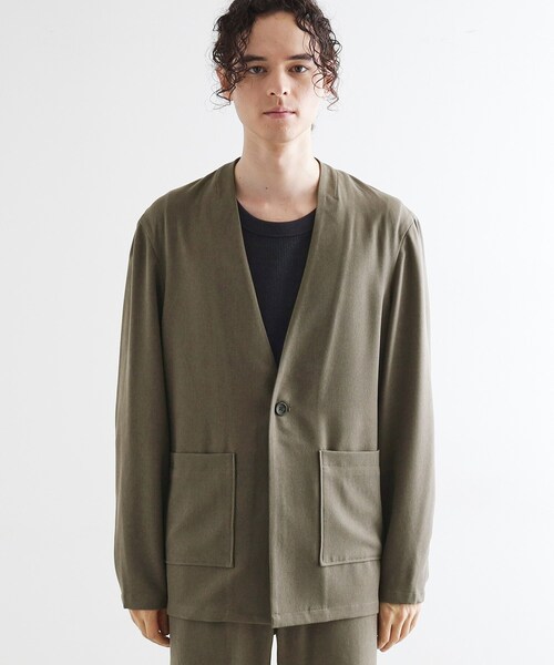 tk.TAKEO KIKUCHI（ティーケータケオキクチ）の「【セットアップ対応】ポリツイルノーカラージャケット（ノーカラージャケット・メンズ・チャコールグレー/ブラック/ブルーグリーン・02/03/04）」の16枚目の写真